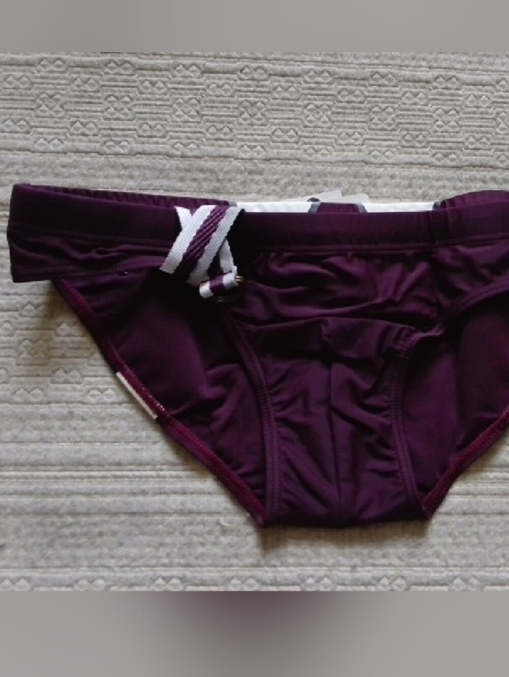 Marcuse Men's Plum Swim Briefs with Contrast Drawcord
